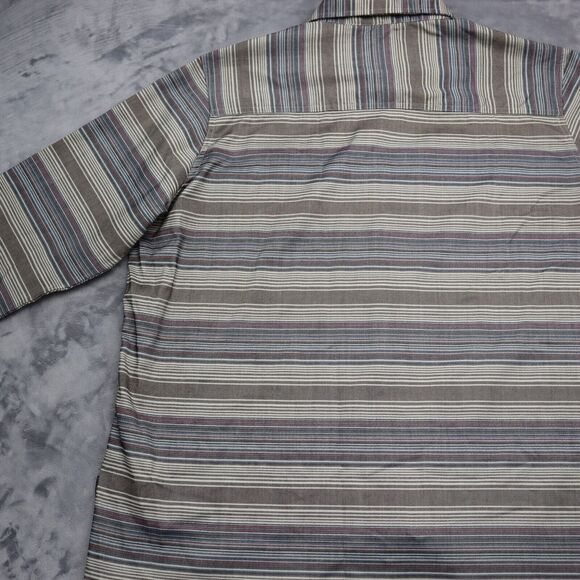 Swiss Tech Shirt Mens XL Extra Blue Striped Outdoor Hike Stretch Button Up - Picture 16 of 16